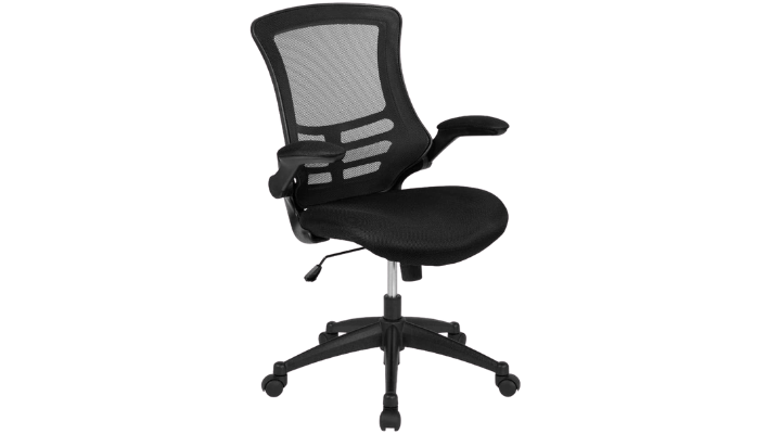 Flash Furniture Mid-Back Black Mesh Swivel Ergonomic Task Office Chair with Flip-Up Arms