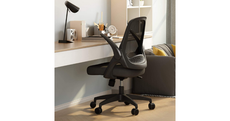 Hbada Office Task Desk Chair Swivel Home Comfort Chairs with Flip-up Arms and Adjustable Height, Black